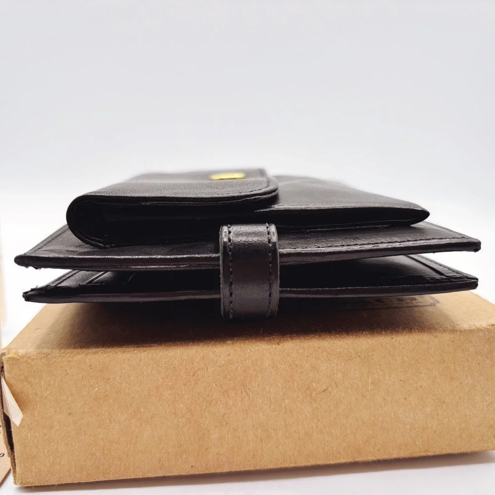 NEW Vintage Coach 4785‎ Black Water Buffalo Leather Bifold Coin Wallet DEADSTOCK